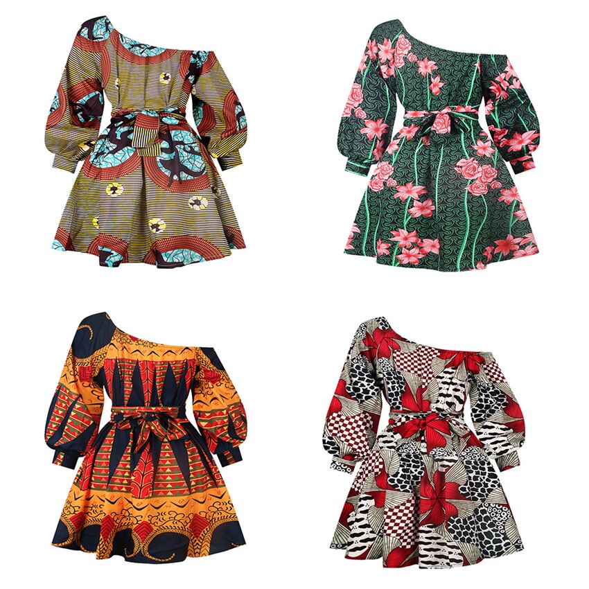 Tilting Shoulder Two Wear Dashiki Africa Style Print