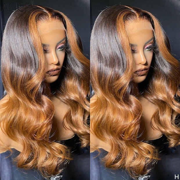 Ombre Wave Lace Front Human Hair Wigs with Baby Hair