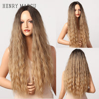 Thumbnail for Ombre Brown Blonde Wig Long Wavy Middle Part