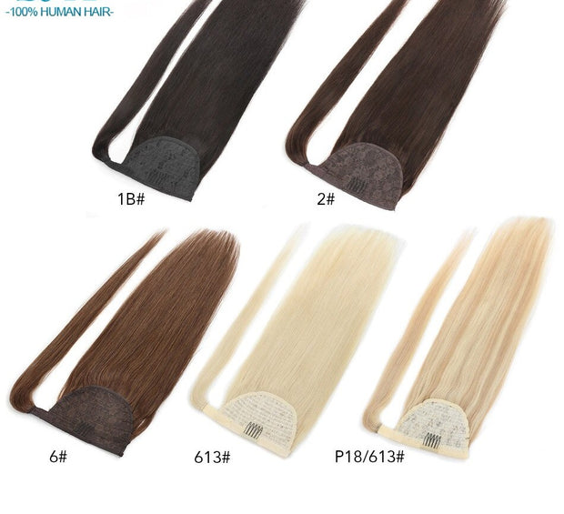 Ponytail Human Hair Machine Remy Straight
