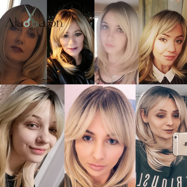 Layered Ombre Wigs With Bangs