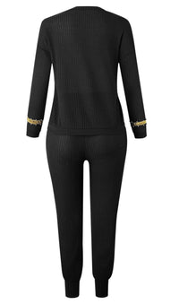 Thumbnail for Long Sleeve Beading Baggy Pants Rock Style