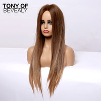 Thumbnail for Straight Brown Ombre Natural Hair Wigs -Heat Resistant