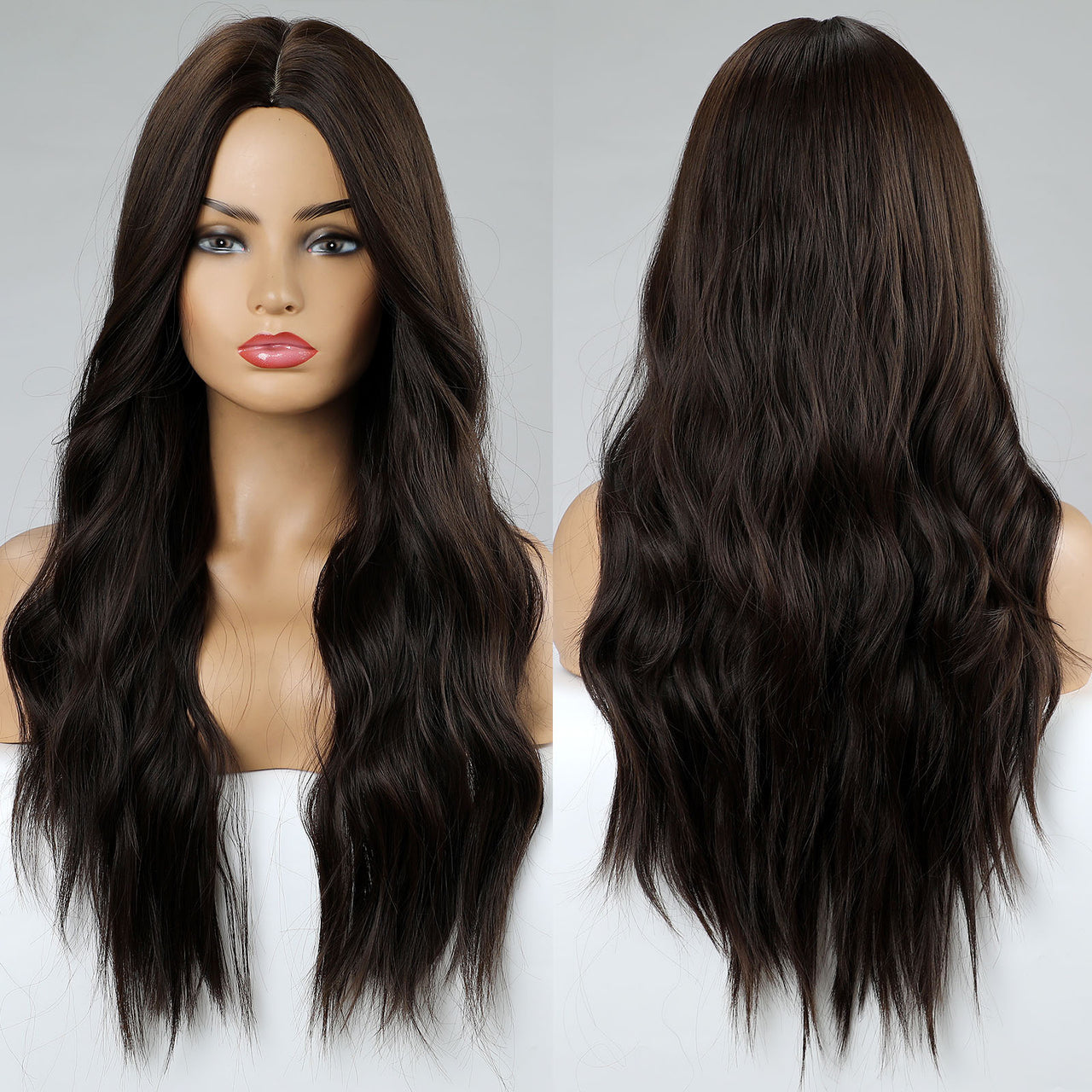 Ombre Brown Wigs With Full Bangs