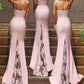 Pink Lace Floor Length Mermaid Bridesmaid Dresses