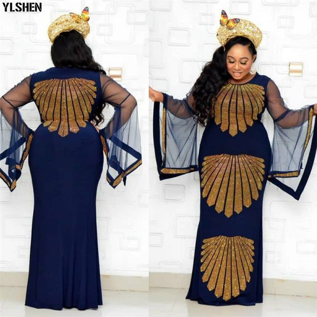 Dashiki Mesh Ruffle Sleeve Robe