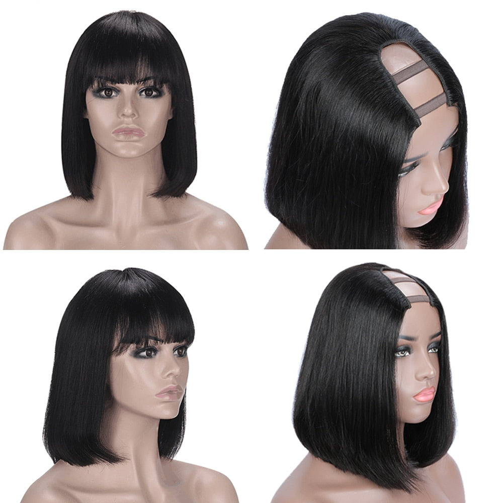 Straight Bob  With Bang Brazilian Remy Human Hair