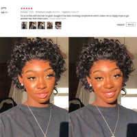 Thumbnail for Pixie Cut Wig Curly Human Hair Wig  4*4 Lace Closure Human Hair Wig