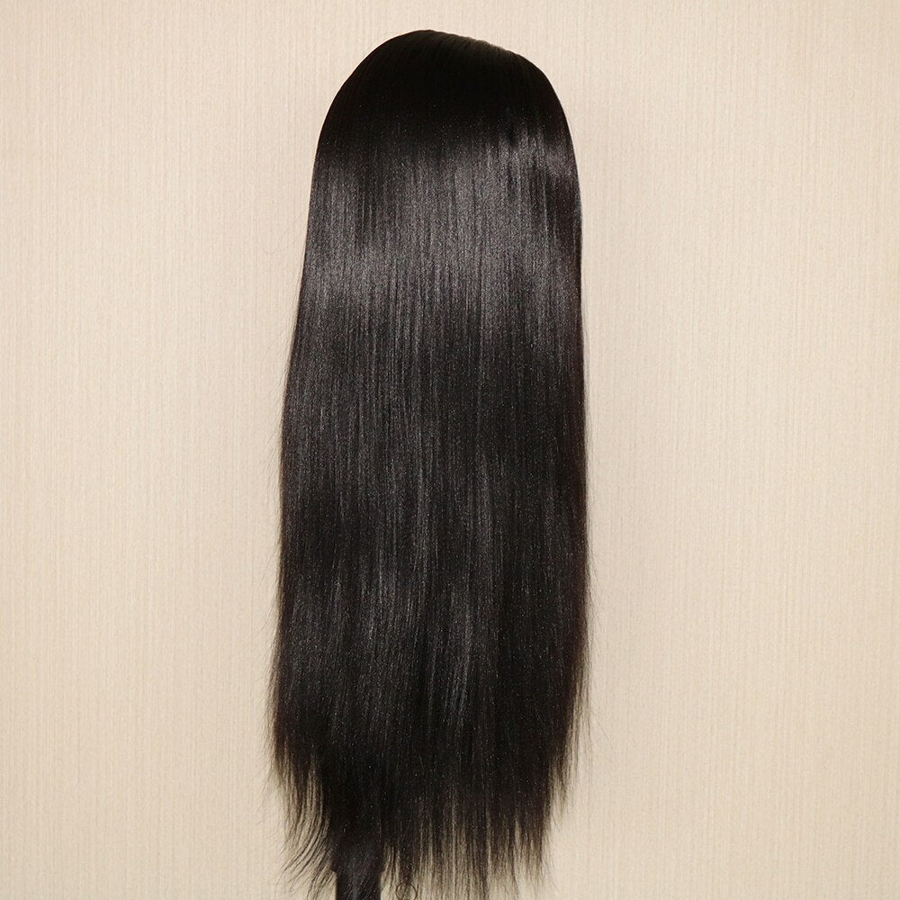 Yaki Straight Lace Front Wigs Natural Color Synthetic