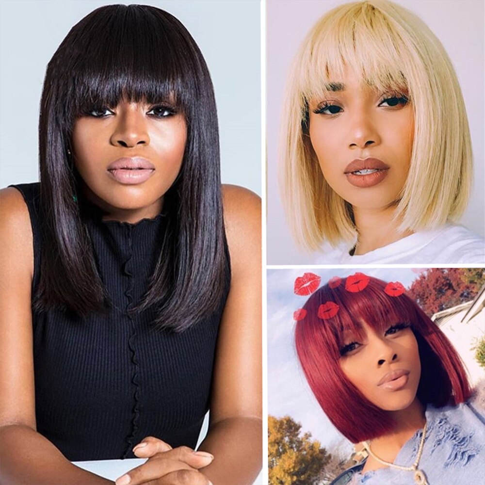 Straight Bob  With Bang Brazilian Remy Human Hair