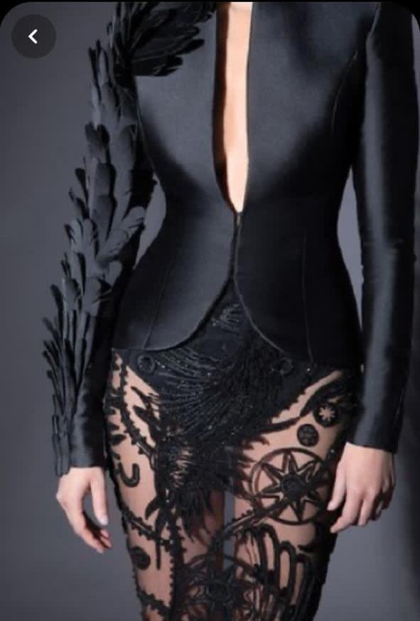 Elegant Black Short Sleeve Mermaid Evening Dress
