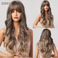 Ombre Brown Blonde Wig Long Wavy Middle Part