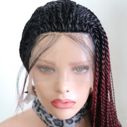 Ombre Burgundy Wigs 2X Twist Braids Braided