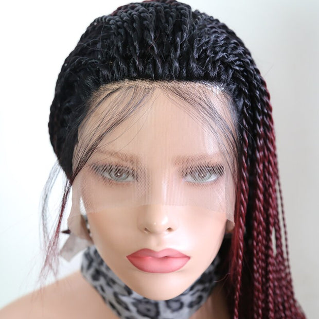Ombre Burgundy Wigs 2X Twist Braids Braided