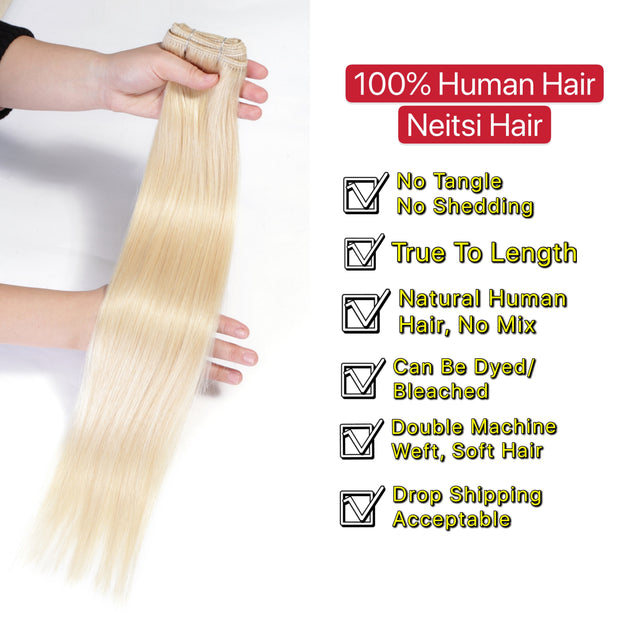 Remy Human Hair Extensions 20" 24" 100g/Pc Black Blonde Ombre Piano