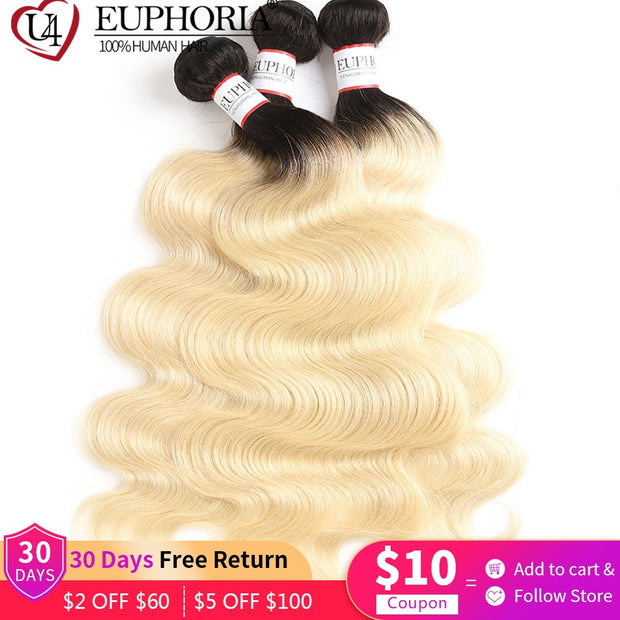 Ombre Blonde Straight Bundles With Frontal