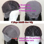Glueless Yaki Straight  Lace Front Wigs- Natural Color