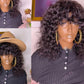 Curly Human Hair Wig With Bangs Brazilian Remy Hair