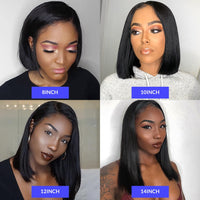 Thumbnail for Short Bob Straight 4X4 Lace Closure Wigs PrePlucked Baby Hair