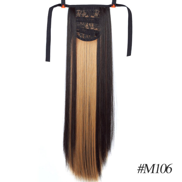 Heat-Resistant Straight Hair With Ponytail