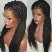 Glueless Yaki Straight  Lace Front Wigs- Natural Color