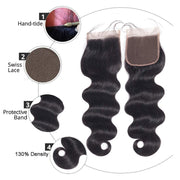 Brazilian Hair Body Wave -3 Bundles With Closure Human Hair