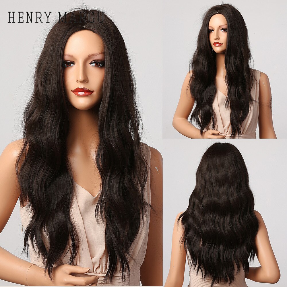 Ombre Brown Blonde Wig Long Wavy Middle Part