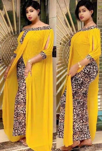 Thumbnail for Maxi Dress Women's Leopard Slash Neck Off the Shoulder Backless