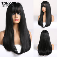 Thumbnail for Straight Brown Ombre Natural Hair Wigs -Heat Resistant