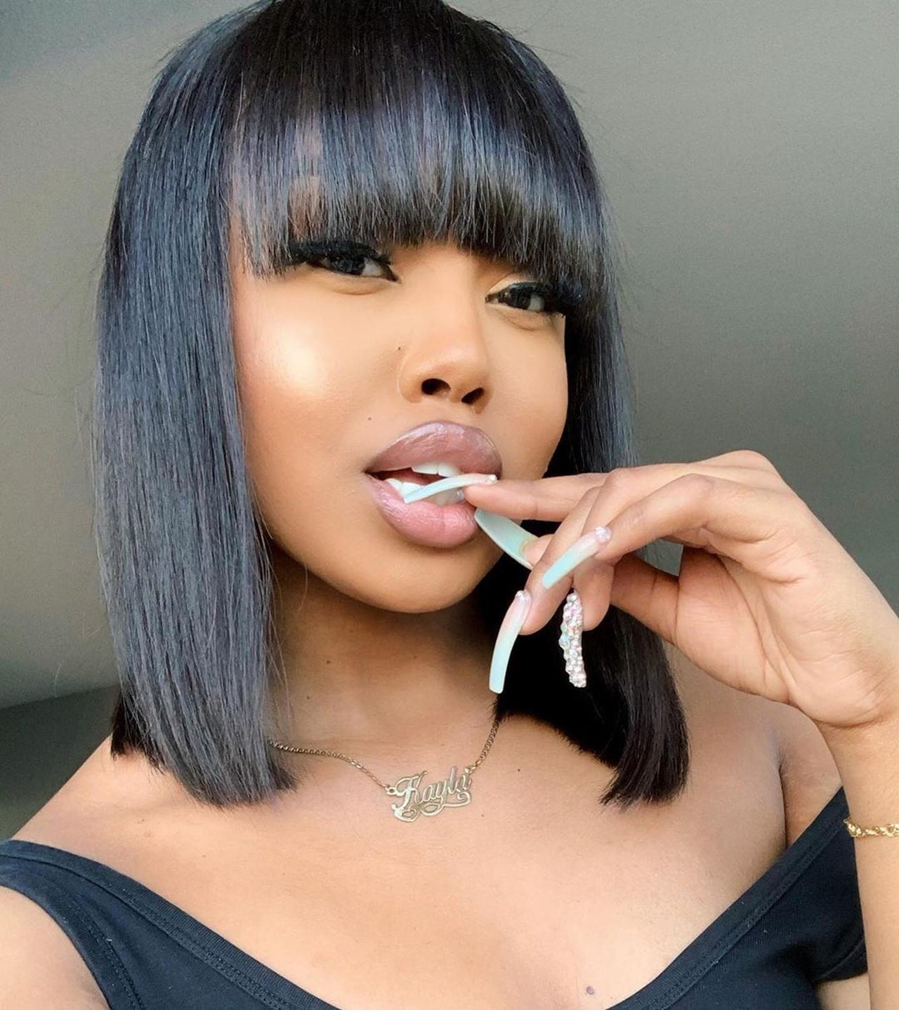 Straight Bob  With Bang Brazilian Remy Human Hair