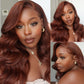 13x4 Reddish Brown Body Wave Lace Frontal Human Hair Wig