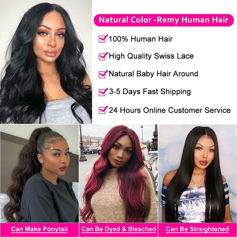180 Density Cheap 30 Inch Wavy Body Wave Lace Front Wig