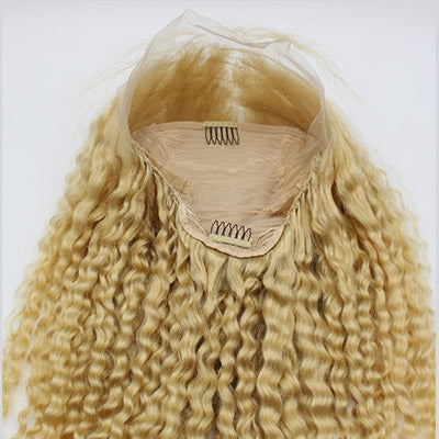 Kinky Curly Blonde 613 lace wigs 100% brazilian virgin Human Hair