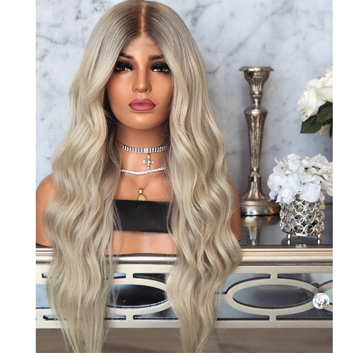 Ombre Platinum Blonde Long Body Wave Bra – Human Hair Wig  display picture 3