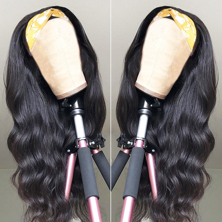 Headband Wig Human Hair Wig 180% Density Remy Brazilian -Glueless