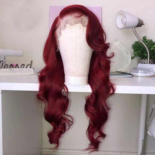 Pre Plucked Hairline With Baby Hair Remy Hair 13*6 Lace Front Part 99J Burgundy Human Hair Body Wave Lace Front Wig