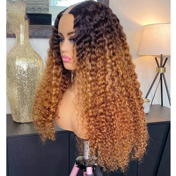 U Part Wig European Remy Human Hair Soft Jewish Glueless Wig