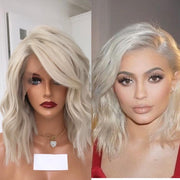 13x6 Lace Platinum Blonde Wavy Human Hair Transparent Lace Front Wigs