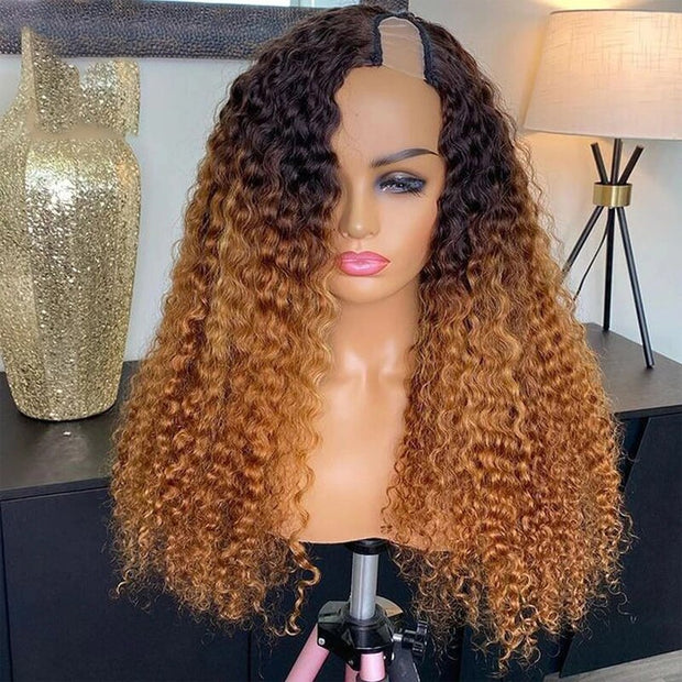 U Part Wig European Remy Human Hair Soft Jewish Glueless Wig