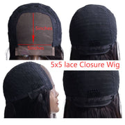 Side Heavy Bangs Light Brown 5x5 Lace Closure Human Hair Wigs - Glueless Pre Plucked 360 Lace Frontal Fringe Wigs Remy