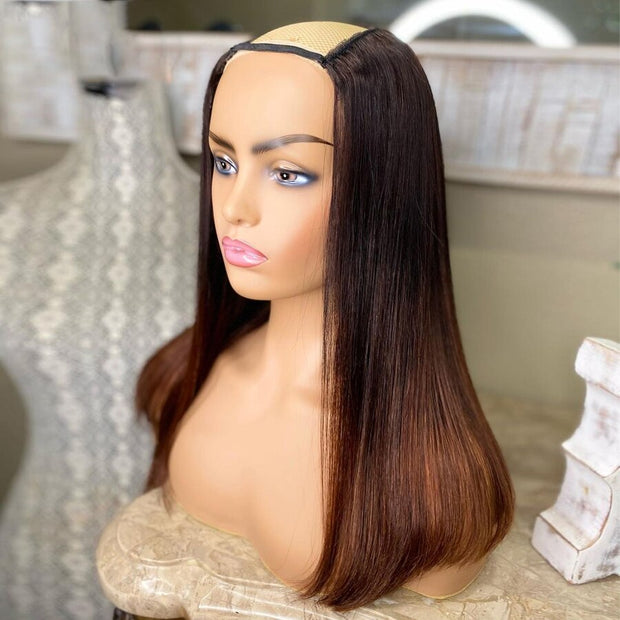 Ombre Honey Blonde - U Part Wig European Remy Human Hair Jewish Wig