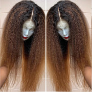 Kinky Straight Lace Front  Synthetic Hair Wigs Middle Part Lace Frontal Wigs Full Hair For Fashion 18-28 inches Fiber Hair Wig