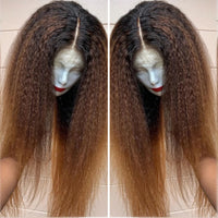 Thumbnail for Kinky Straight Lace Front  Synthetic Hair Wigs Middle Part Lace Frontal Wigs Full Hair For Fashion 18-28 inches Fiber Hair Wig