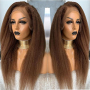 Kinky Straight Lace Front  Synthetic Hair Wigs Middle Part Lace Frontal Wigs Full Hair For Fashion 18-28 inches Fiber Hair Wig
