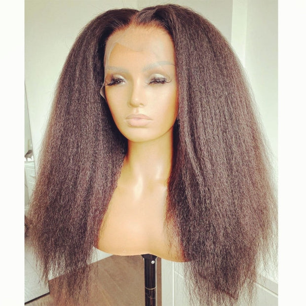 Kinky Straight Lace Front  Synthetic Hair Wigs Middle Part Lace Frontal Wigs Full Hair For Fashion 18-28 inches Fiber Hair Wig