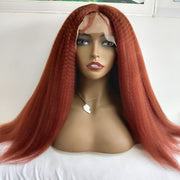 Kinky Straight Lace Front  Synthetic Hair Wigs Middle Part Lace Frontal Wigs Full Hair For Fashion 18-28 inches Fiber Hair Wig