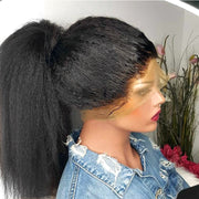 Kinky Straight Lace Front  Synthetic Hair Wigs Middle Part Lace Frontal Wigs Full Hair For Fashion 18-28 inches Fiber Hair Wig