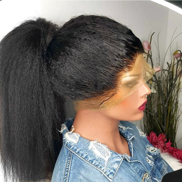 Kinky Straight Lace Front  Synthetic Hair Wigs Middle Part Lace Frontal Wigs Full Hair For Fashion 18-28 inches Fiber Hair Wig